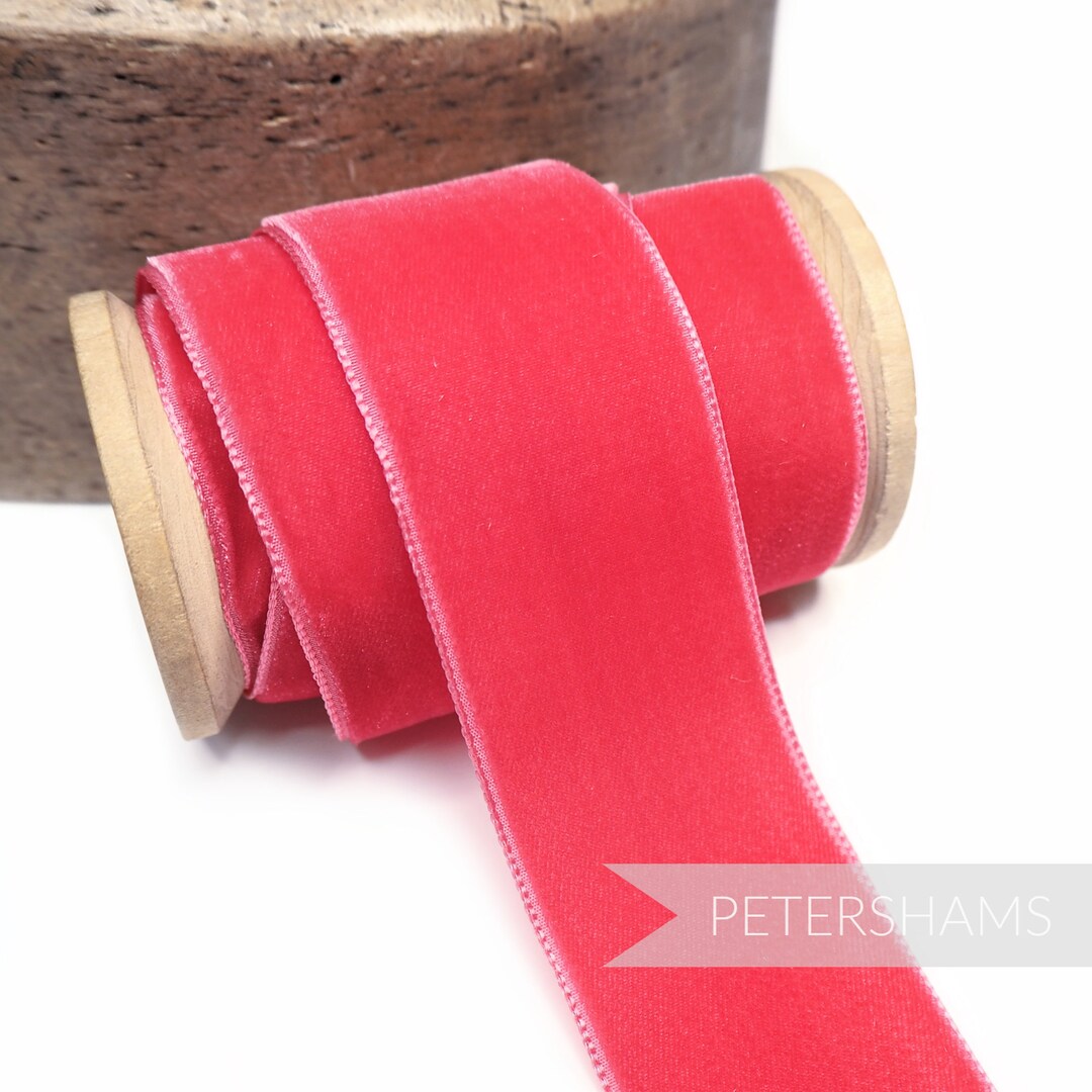 Fuchsia Pink 36mm French Velvet Ribbon for Millinery, Hat Trimming