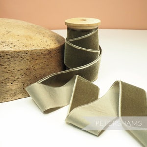 Cinta de terciopelo francés de 36 mm para sombreros, adornos y manualidades, 1 metro (1,09 yardas), color verde salvia