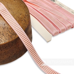16mm Shiny Simple Stripe Pattern Braid - 1m - For Hat Trimming and Dressmaking - Pale Pink