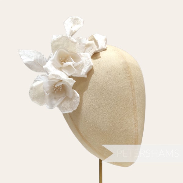 Satin and Velvet 'Scarlette' Millinery Hat Mount - Ivory