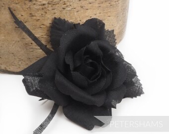 Vintage 'Jean' katoen rose millinery bloem mount voor fascinators en hoed trimmen - zwart
