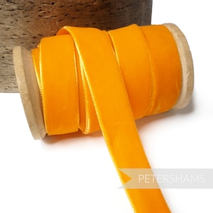 16mm Vintage Velvet Ribbon (Various Makes) for Millinery, Hat Trimming & Crafts 1 metre (1.09 yards) - Orange