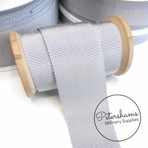 Silver Grey French Millinery Petersham Ribbon 3 Sizes (15mm No.3, 25mm No.5, 40mm No.10)