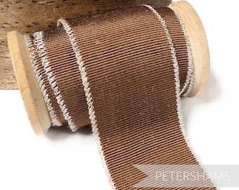 45mm Looped Linen Edge Millinery Petersham Hat Ribbon for Hat Ribbon for Millinery and Hat Making - 1m - Mocha Brown