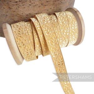 13 mm Eichenblatt 0,5% Echtgoldfaden Spitzenband für Textilien, Brautschmuck und Fascinator - 1 m