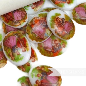 Biedermeier 18x13mm Flat Back Vintage 1970/80's German Glass Cabochons For Crafting and Millinery