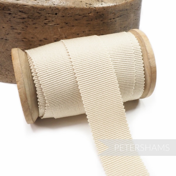 Light Beige 100% Cotton Millinery Petersham Ribbon 3 Sizes (15mm No.3, 25mm No.5, 35mm No.9) - 1m