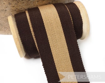 Big Stripe 45mm Cotton Millinery Petersham Hat Ribbon for Hat Making - 1m - Brown and Tan