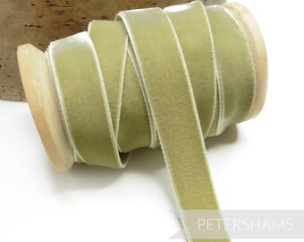 16mm Elastic Stretch Velvet Ribbon for Millinery, Hat Trimming & Crafts 1 metre (1.09 yards) - Sage Green