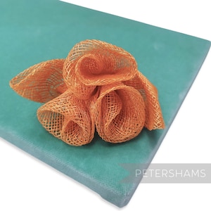 Rolled Sinamay Rose Bunch Millinery Hat Mount 'Leah' for Millinery & Hat Making - Light Rust