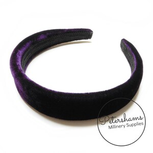 28mm Skinny Super Padded Velvet Headbands for Hat Making and Millinery Plum image 1