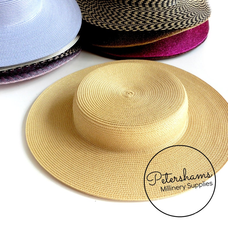 Small Brim Polybraid Boater Fascinator Hat Base for Millinery /& Hat Making Black and Straw