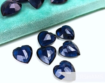 20x19mm Vintage Midnight Blue German Coloured Glass Hearts Imitation Stones for Millinery and Jewellery Making