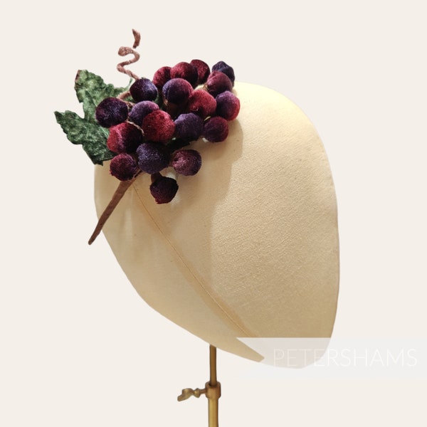 Velvet Grape Bunch 'Calista' Millinery Hat Mount For Hat Making & Fascinators