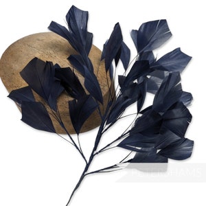Extra Large Goose Feather Tree Hat Mount for Hat Making and Millinery - Navy Blue