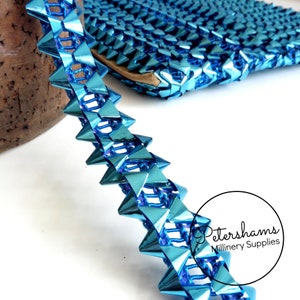 Vintage Metallic Faux Stud Trim for Hat Making, Fascinators & Costume - Blue