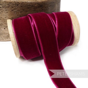 23mm French Velvet Ribbon for Millinery, Hat Trimming & Crafts 1 metre (1.09 yards) - Berry