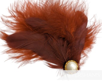 Marabou & Coque Feather Flapper Style Hat Mount voor modevak en hoeden maken - Roest