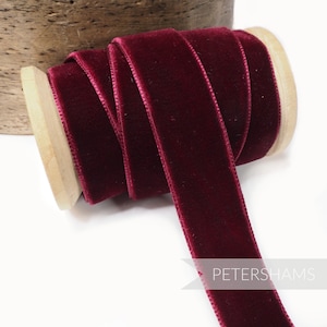 23 mm Frans fluwelen lint voor modevak, hoedenversiering en knutselwerk 1 meter (1,09 yards) - bordeaux