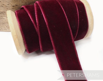 23mm French Velvet Ribbon for Millinery, Hat Trimming & Crafts 1 metre (1.09 yards) - Burgundy