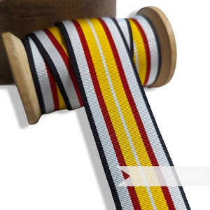 32mm Striped Grosgrain Ribbon for Hat Making and Millinery  - 1m - Black White Red and Yellow