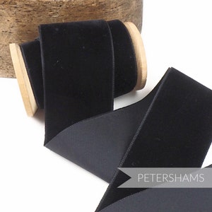 50 mm französisches Samtband für Hutmacherhandwerk 1 Meter - Schwarz