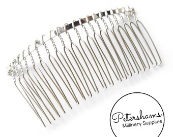 8.5cm (3.25") Silver Plated Metal Hair Comb for Fascinators & Millinery