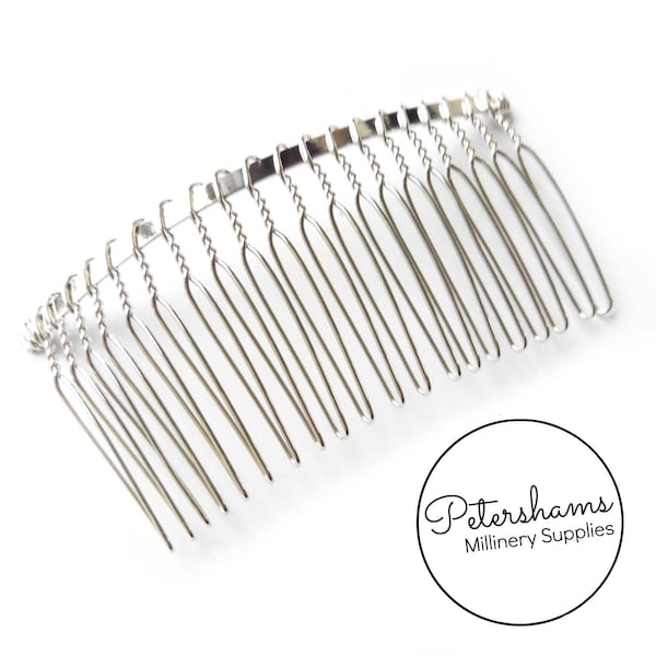 Peigne à cheveux en métal plaqué argent de 8,5 cm (3,25 po) pour fascinateurs et chapellerie