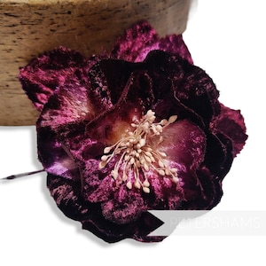 Vintage &#39;Alice&#39; Velvet Millinery Flower Hat Mount - Wine Ombre