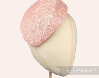 Pale Pink Sloped 'Betty' Pillbox Sinamay Fascinator Hat Base for Millinery & Hat Making