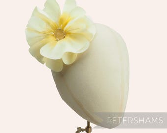 Silk Poppy 'Camille' Millinery Flower Mount Large 14cm - Pastel Yellow