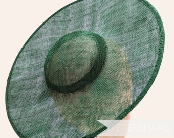 Cartwheel Sinamay Fascinator Hat Base for Millinery & Hat Making - Bottle Green