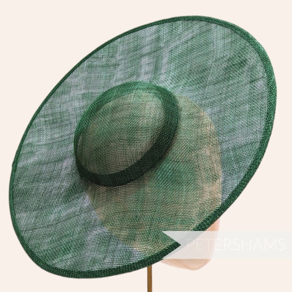 Cartwheel Sinamay Fascinator Hat Base for Millinery & Hat Making - Bottle Green