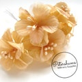5 Satin & Organza Artificial Mini Hibiscus Flower Picks for Millinery, Fascinators - Vanilla
