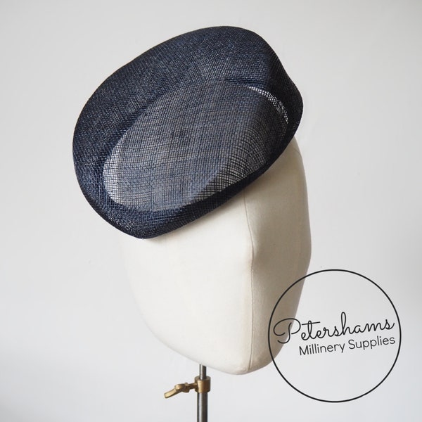 Sloped 'Betty' Pillbox Sinamay Fascinator Hat Base for Millinery & Hat Making - French Navy