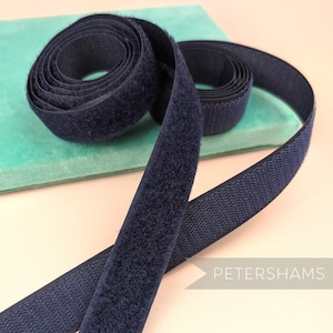 25mm Navy Sew-on Hook and Loop Fastening Tape for Crafting, Haberdashery & Millinery - 1m