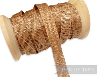 Tira de fita de encadernação sinamay de 1 cm (1,6 m/1,7 jardas) para confecção de chapelaria e chapéus - Caramelo
