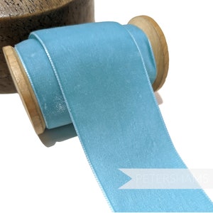 Fita de veludo vintage de 52 mm de largura para chapelaria, enfeites de chapéus e artesanato 1 metro (1,09 jardas) - Azul-celeste