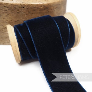36mm French Velvet Ribbon for Millinery, Hat Trimming & Crafts 1 metre (1.09 yards) - Navy Blue