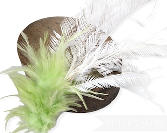 Large Zippered Goose Biot and Hackle Feather Hat Mount for Millinery and Hat Making - Pomme