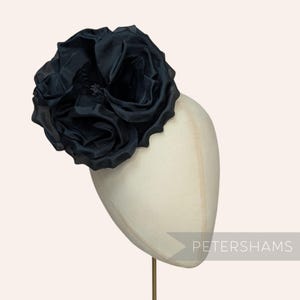 Black Silk 'Danielle' Large 15cm Rose Millinery Fascinator Flower Hat Mount