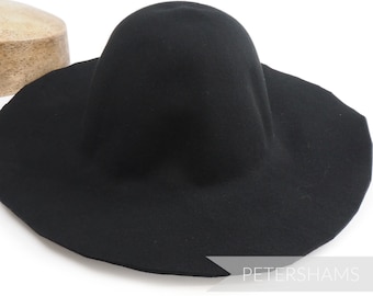 100% Wool Felt Capeline Hat Body for Millinery & Hat Making - Black Capeline