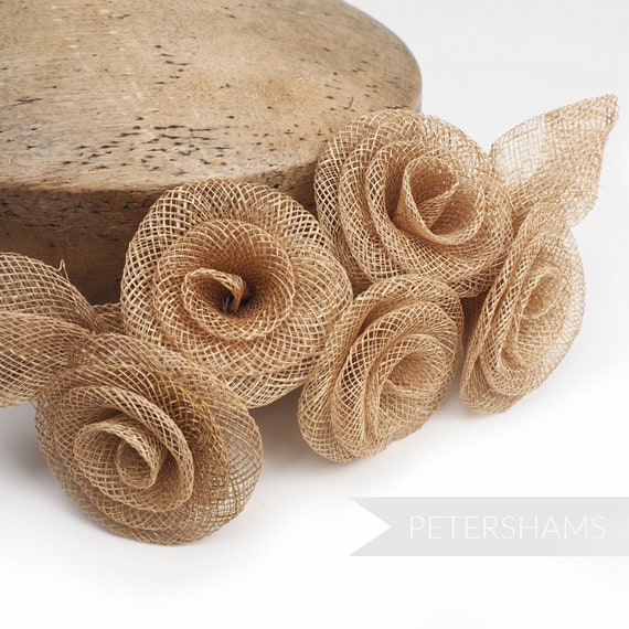 Sinamay Flower Hat Mount 'Florence' for Millinery & Hat Making - Beige