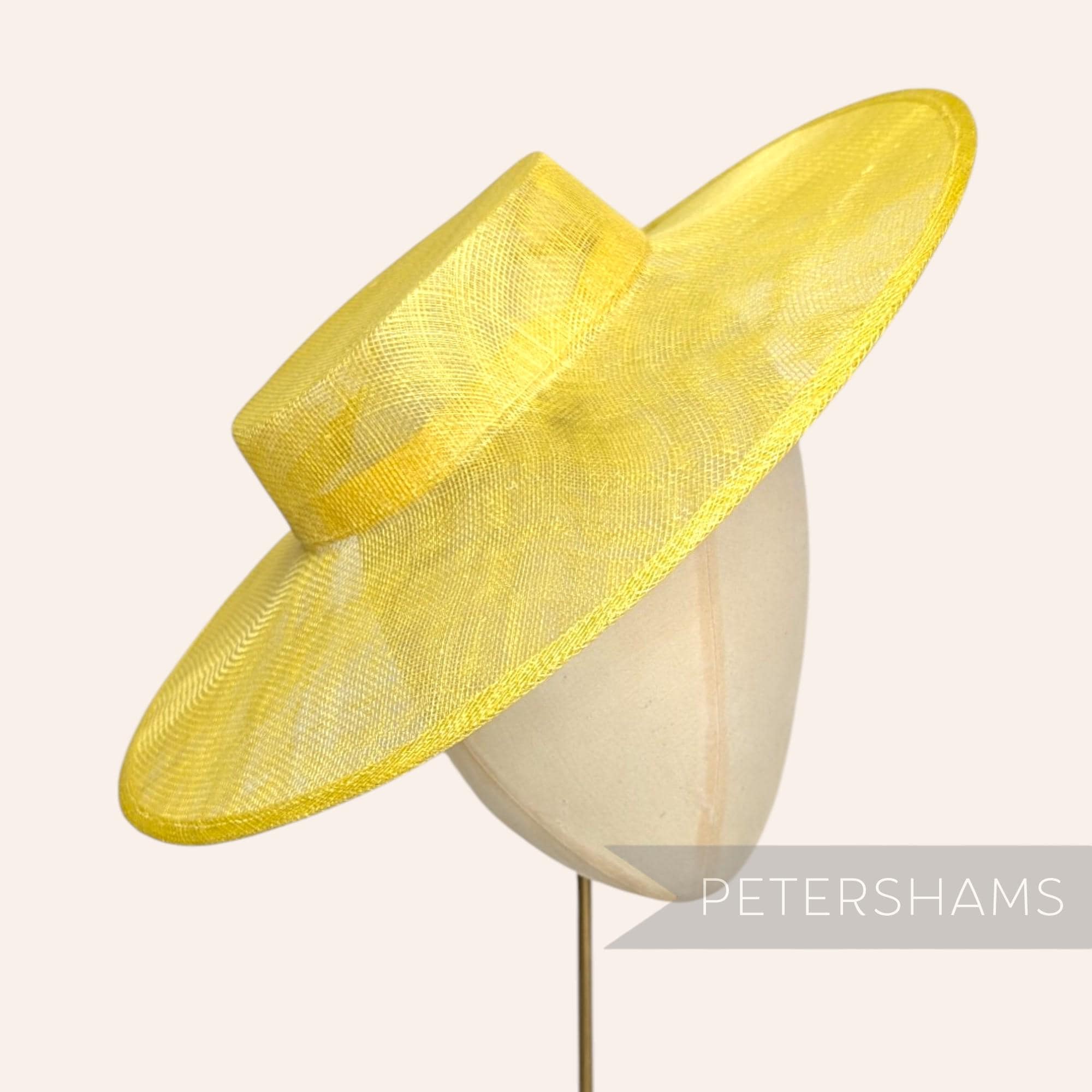 Yellow Faux Leather Wide Brim Felt Boater Hat Trendy Statement Accessory Amber | Women main image 4