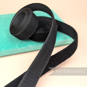 25mm Black Sew-on Hook and Loop Fastening Tape for Crafting, Haberdashery & Millinery - 1m