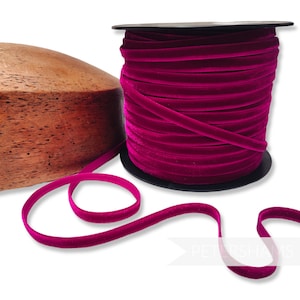 7 mm Samtband - 1 m - Zum Basteln, Hutbesetzen und Schneidern - Beere