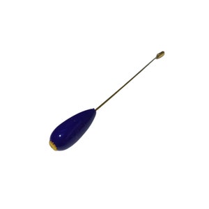 Épingle à chapeau en forme de larme vintage des années 1990 pour la chapellerie et la chapellerie - Bleu