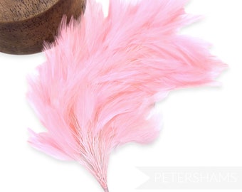 Large Stripped Hackle Wired Feather Hat Mount for Millinery and Hat Making - Bubblegum