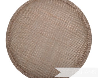 13.5cm Round Sinamay Fascinator Hat Base for Millinery & Hat Making - Latte Brown