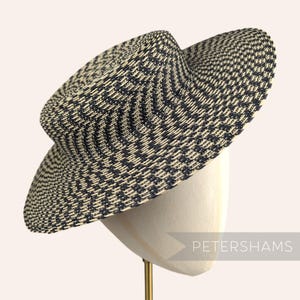 Small Brim Polybraid Boater Fascinator Hat Base for Millinery & Hat Making - Black and Straw